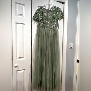 Maya Petite Bridesmaids Dress in Sage Green